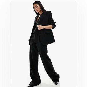 Mango MNG Black Straight Fit Suit Blazer Corporate Core Office Siren Small